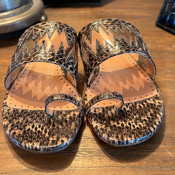 Alexa Wagner Shoes - Alexa Wagner Snakeskin Flat Sandals